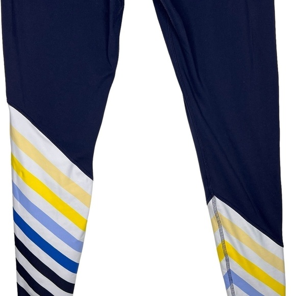 Tory Burch Sport x Soulcycle Navy Blue Stripe Leggings Size Med Limited Edition - Picture 4 of 13